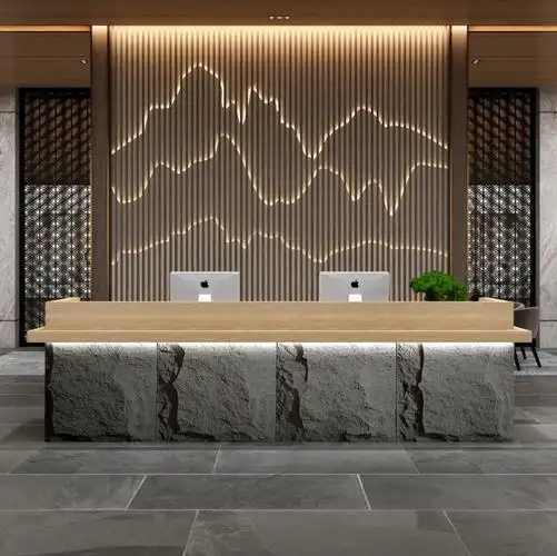 柜台时尚简约储藏柜景区收银台复古吧台桌会所接待台饭店酒店前台