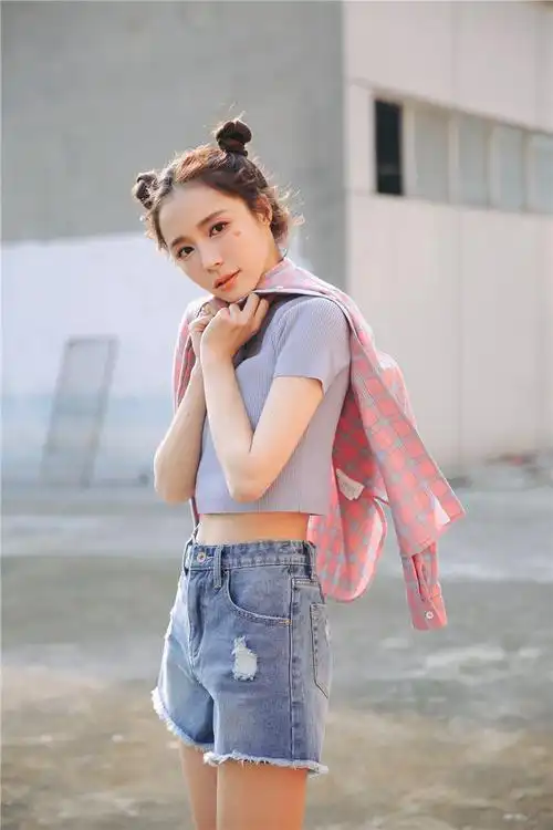 实拍1746-2#高腰牛仔短裤女翻遍破洞宽松韩版学生阔腿热裤超短裤