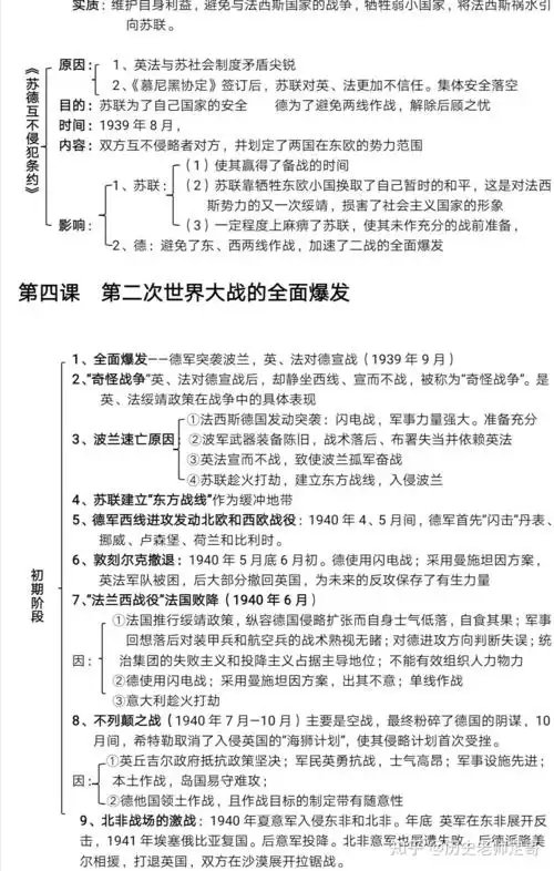文科生必收藏这篇第二次世界大战知识框架