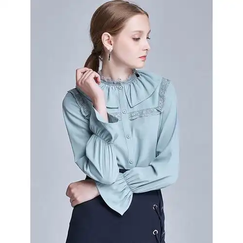 衬衫女韩版长袖秋装新款纯色绣花套头黑色百搭雪纺衬衣q主要参数品牌