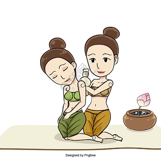 传统泰式按摩 i> i>背 /i> /i> i> i>部 /i> /i>按摩的女孩