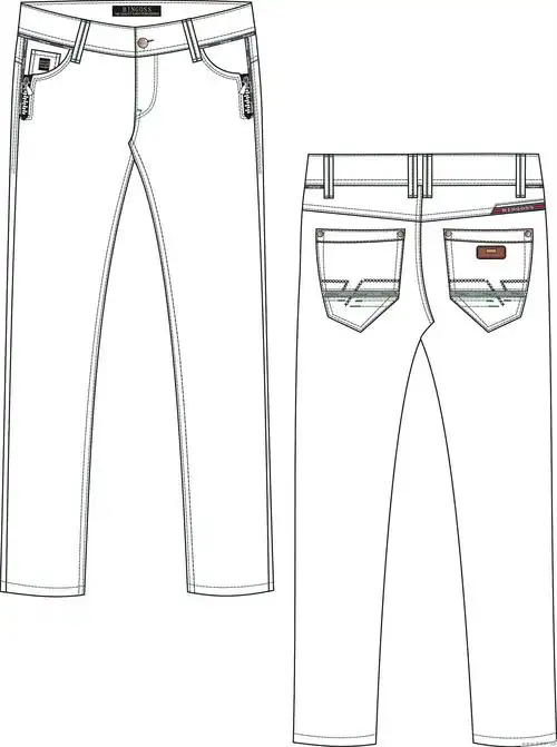 牛仔裤作品-牛仔裤款式图