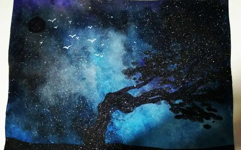 简单的水粉星空