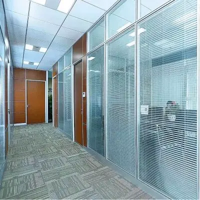 广州办b公室玻璃隔断墙铝合金百叶窗钢化玻璃中空隔音墙屏风高隔