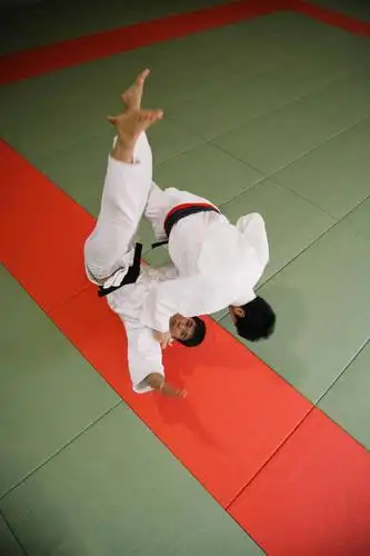 体育馆,运动场,竖图,俯视,室内,白天,锻炼,运动,武术,亚洲,弯腰,阴影