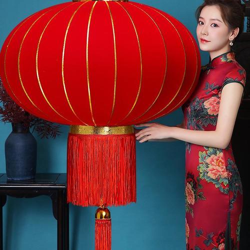 灯笼2022年最新款新年大红灯笼灯户外大红灯笼绒布阳台吊灯装饰品