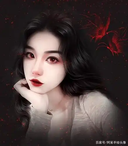 专属手绘头像,妖艳血色风