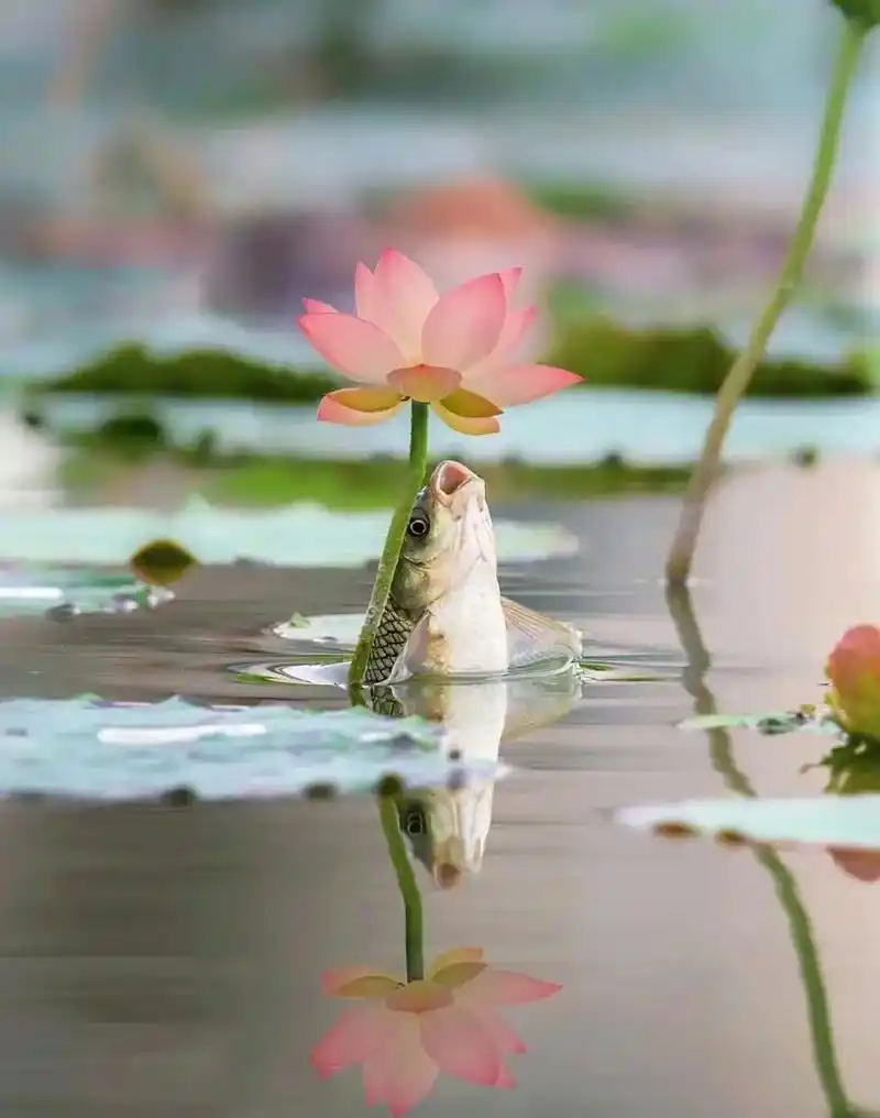 鲤鱼戏莲花,见着接好运~  #高清头像 #好图分享 - 抖音