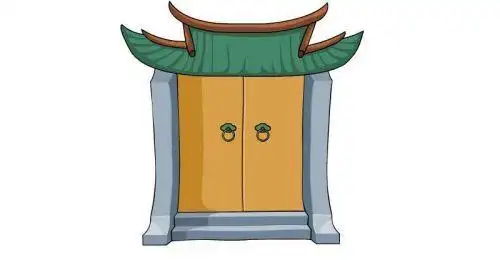 简单带门环古代大门简笔画步骤画法彩色古代大门简笔画怎么画