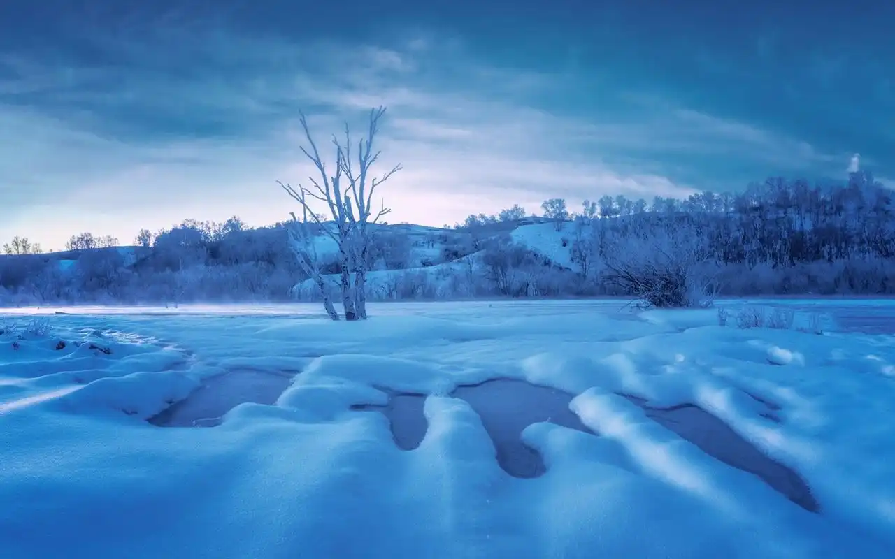 唯美冬日雪景高清桌面壁纸.冬天,大雪纷飞.