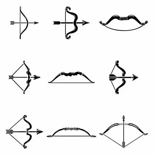 9款黑白色风格的弓箭冷兵器武器png图片免抠矢量素材