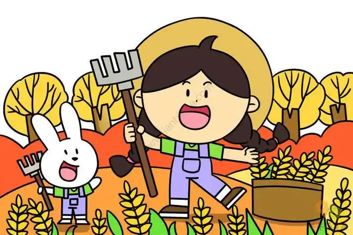 秋天大丰收儿童简笔画秋收简笔画秋天丰收的季节秋天农民丰收简笔画