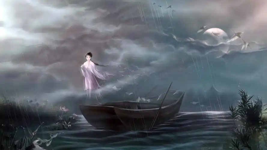 艺术,古风,中国风,船,古风悲伤的女孩壁纸
