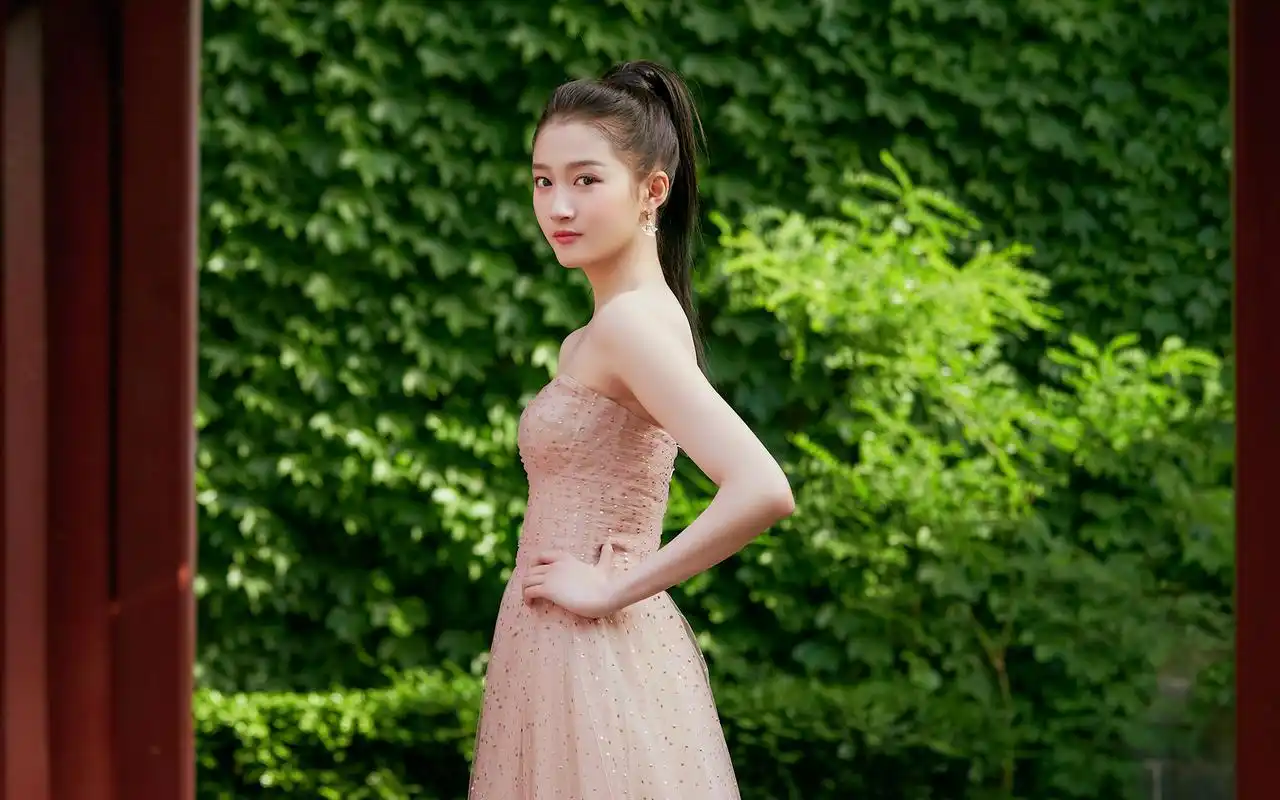 关晓彤裸色纱裙写真桌面壁纸