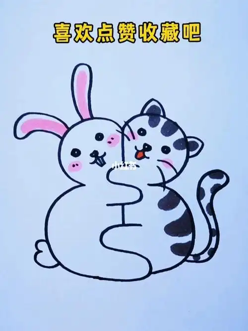让孩子爱上画画  #猫咪和兔子简笔画