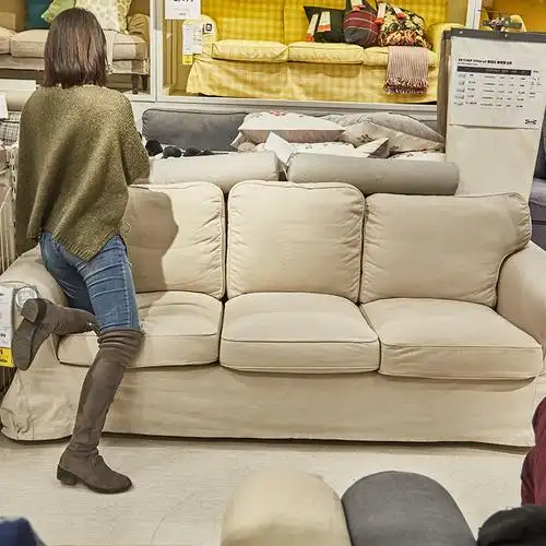 ikea宜家家居国内代购爱克托三人沙发布艺米黄色客厅布艺沙发