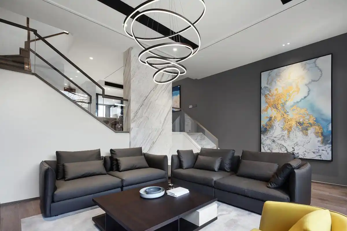 现代简约风格别墅客厅装修效果图