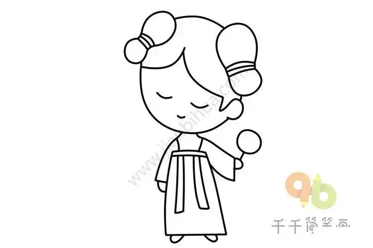 人物简笔画 古风装扮的小女孩简笔画图片中国古代服装犹如一幅长卷在