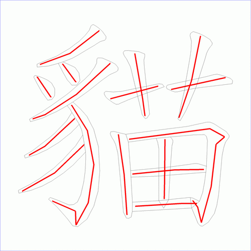 笔画数:16汉字: 猫 笔画数: 16 笔顺图片:  笔顺原始矢量图:  1 2 3 4