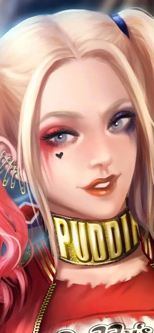 dc反派小丑女手绘高清手机壁纸