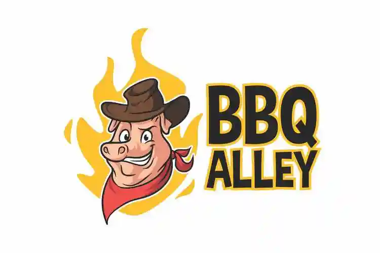 烧烤猪卡通吉祥物logo标志设计模板 bbq alley – barbecue pig chara