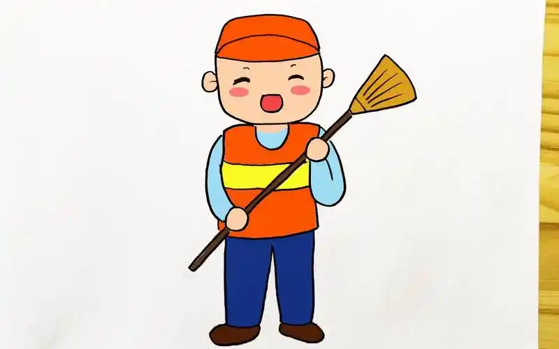 环卫工人简笔画图片环卫工怎么画卡通环卫工人这是一组环卫工人简笔画