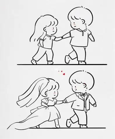 的超级可爱情侣男生女生简笔画头像78 这套超有爱的超可爱的萌萌男生