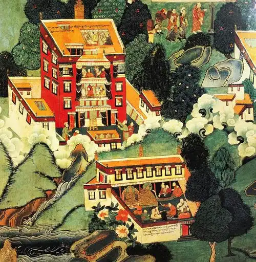 图/布达拉宫壁画 重建布达拉宫 房顶胜利幢同时,布达拉宫内更供奉