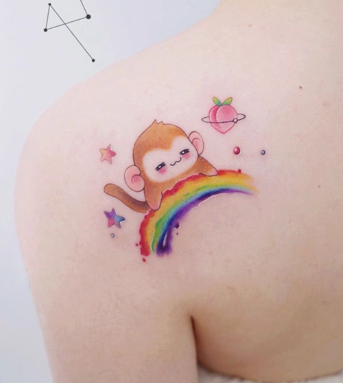 可爱版小猴子纹身图案大全q版猴子纹身设计8