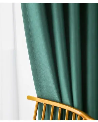 轻奢风窗帘北欧现代简约新款卧室遮光客厅定制窗帘布穿 林苏-湖水绿