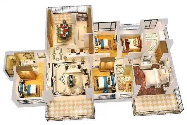 今天感受一款三维立体的户型图,这样的感觉显然更有代入感,建筑面积