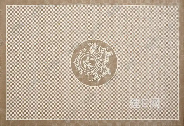 棋盘格复古风白色咖色相间高端地毯3d贴图下载