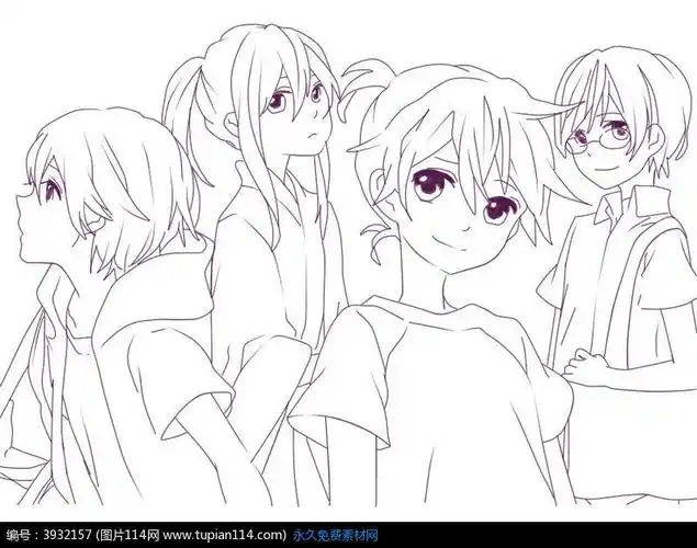 清纯少女学生动漫线稿