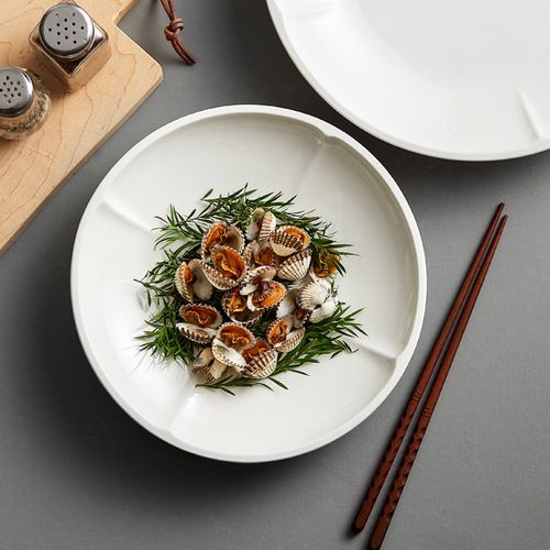 盘子深盘家用大号火锅碟子陶瓷沙拉盘2022新款圆形中餐饭店装菜盘