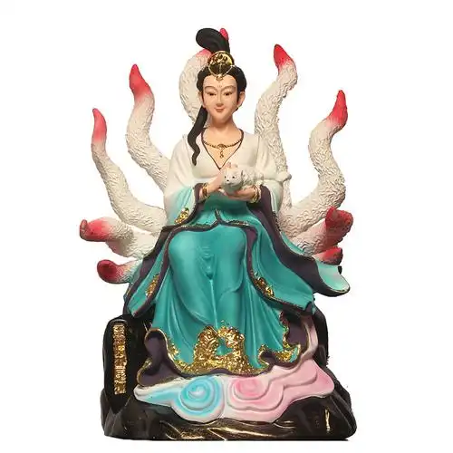 九尾狐仙娘娘神像招财辟邪增桃花姻缘居家供奉东北保家仙树脂摆件