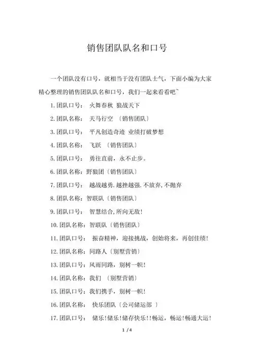 销售团队队名和口号