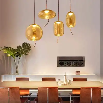 名家 mlp1512-d款 琥珀色现代麻绳玻璃吊灯 全屋成套灯具现代简约卧室