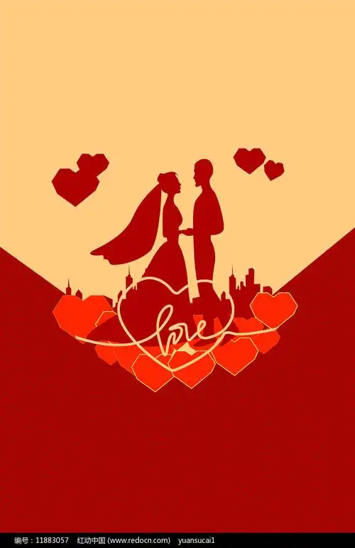 红色花纹纹理婚庆请柬背景图