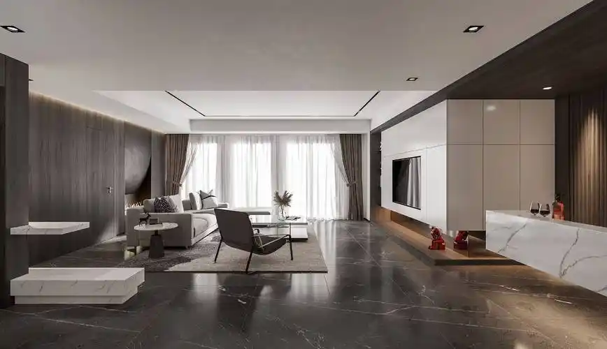 贵阳280平米大平层户型意式现代极简风格装修设计案例