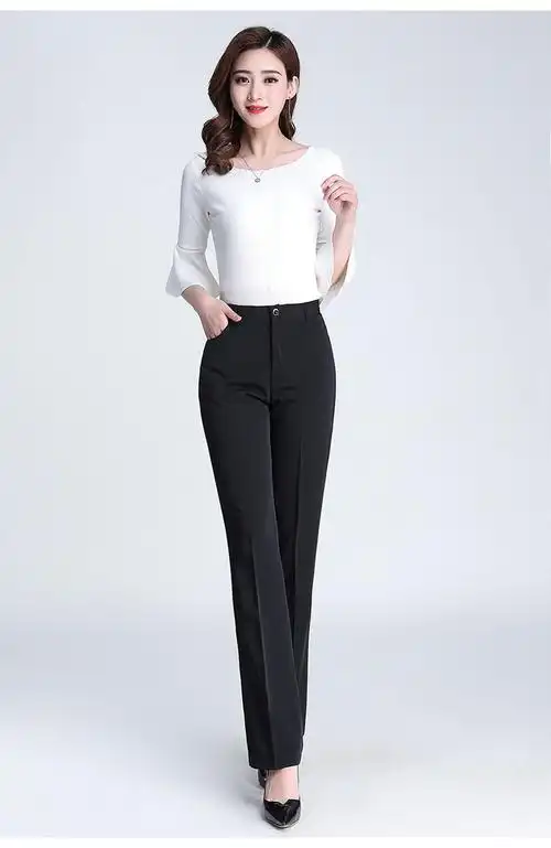裤子 西装裤/正装裤 西裤工装裤女直筒职业黑色高腰面试裤春夏工作