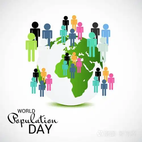 世界人口日文本空间背景的矢量插图