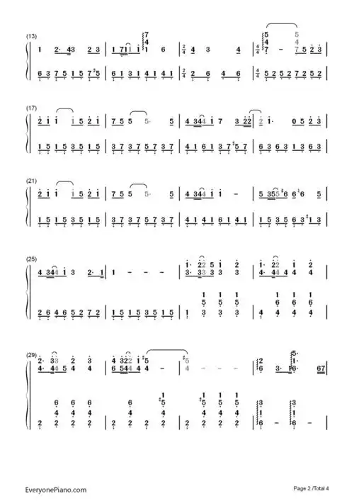 北极星的眼泪-微笑pasta背景音乐双手简谱预览2