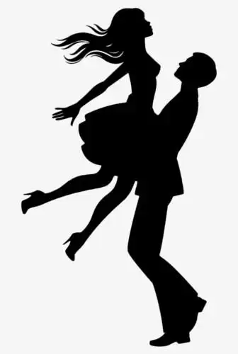 剪影情侣黑白剪影人物唯美卡通情侣情侣牵手剪影奔跑的情侣剪影png