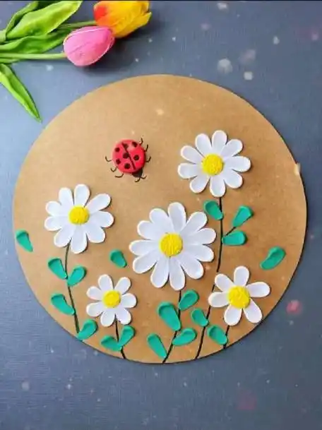 春天到了,用粘土就能简简单单画小雏菊,快试试吧!