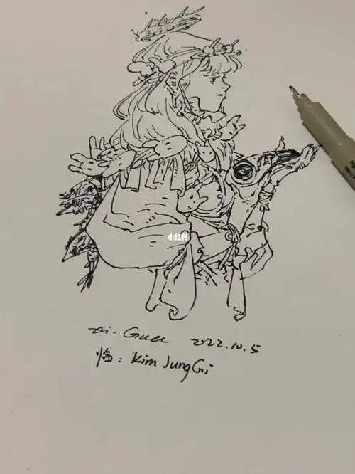 高中的时候了解到老师第一次看到和临摹的就是这张美人鱼临摹的时候