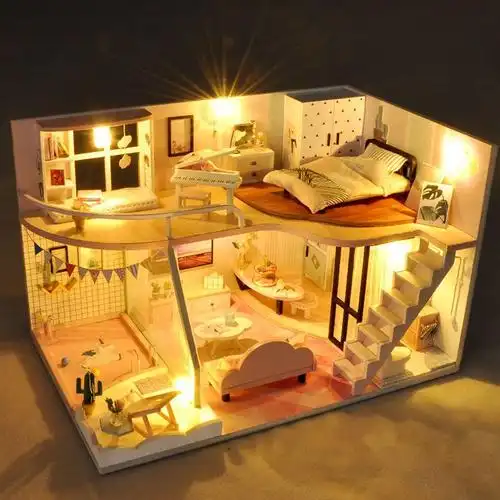 diy小屋手工制作拼装房子模型别墅玩具立体拼图创意生日礼物女生遇见