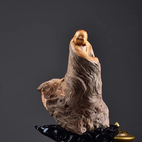 崖柏根雕送礼手工摆件陈化料客厅树根原木观音摆件