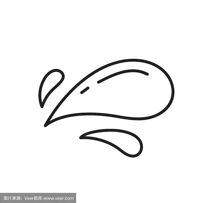 轮廓水滴图标.手绘水族卡通插图
