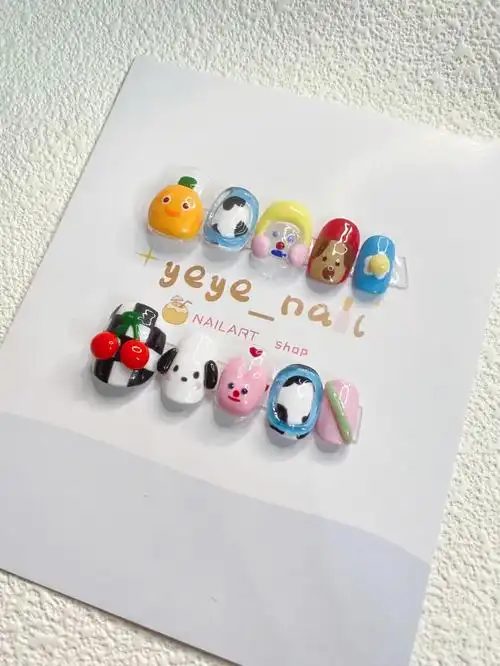 纯手绘卡通可爱美甲