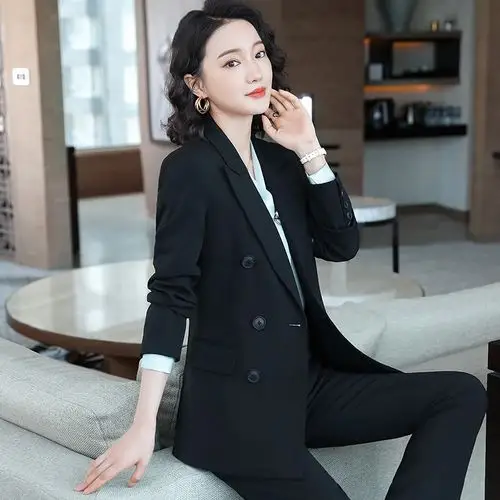黑色西装套装女2020春秋时尚新款气质修身西服女士外套商务职业装